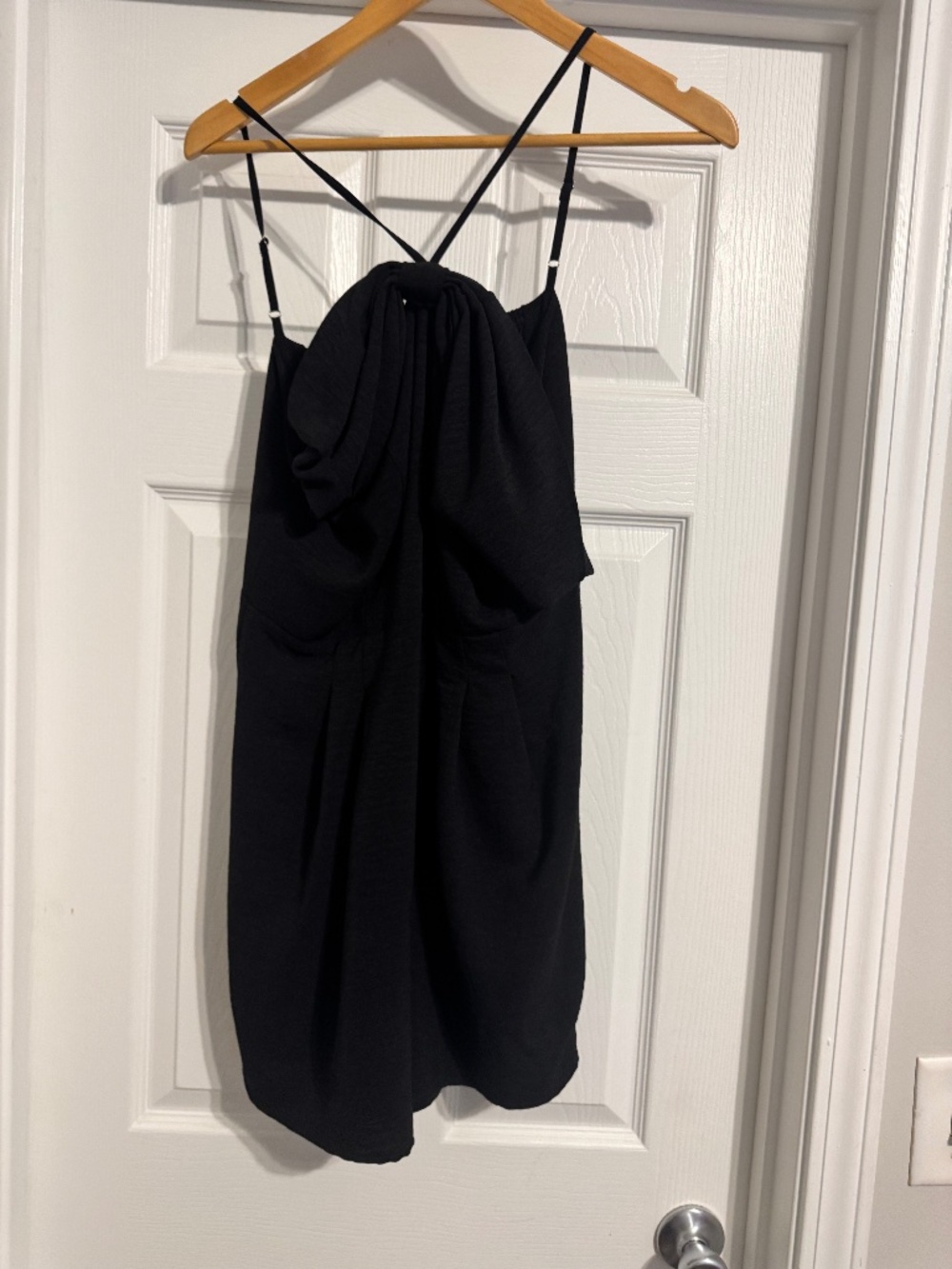 Black bow front romper
